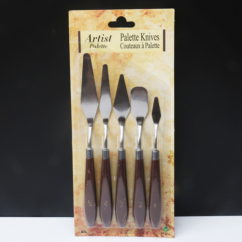 Wholesale oil painting scraper set 5 piece set gouache paint scraper stainless steel art scraper paint palette knife