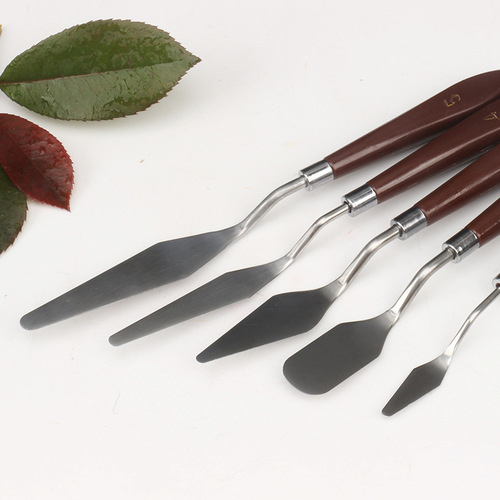 Wholesale oil painting scraper set 5 piece set gouache paint scraper stainless steel art scraper paint palette knife