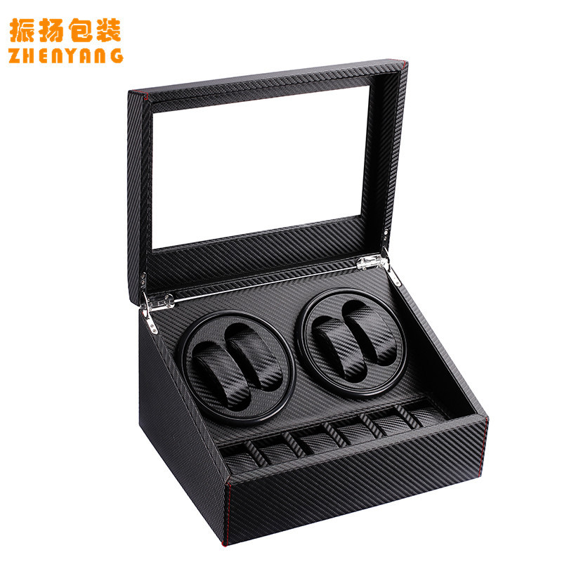 电动摇表器4+6碳纤维皮革PU上链器防磁马达盒转表器表盒首饰收纳