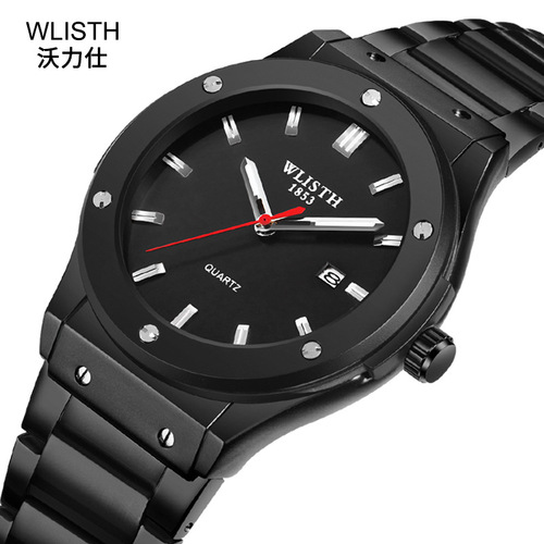 Wallis new brand watch sports luminous quartz watch calendar waterproof watch men's steel band watch wholesale