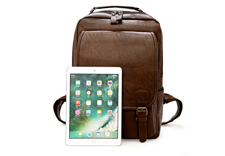 Fábrica de mochilas PU al por mayor bolsa de computadora de viaje de deportes al aire libre mochila de estudiante mochila de cuero de hombre bolso de negocios