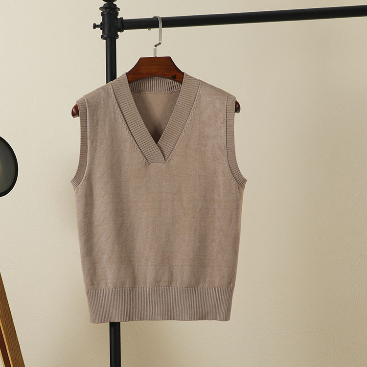 Chaleco de punto de las mujeres para Primavera, Otoño e Invierno Nuevo estilo coreano elegante con cuello en V de las mujeres más el suéter flojo del tamaño para el desgaste externo