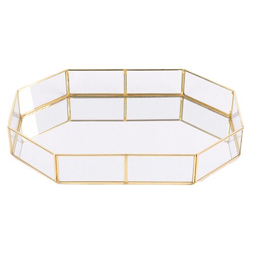 ins light luxury glass storage box jewelry cosmetics desktop storage tray retro tea tray dry fruit tray