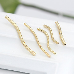 diy飾品配件純銅鍍14K真金磨砂S彎管 手工材料韓版手鍊項鍊配件