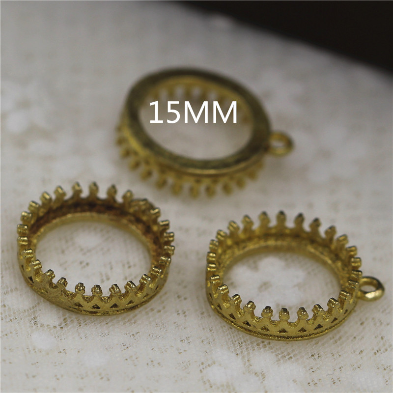 15MM铸铜皇冠纹宝石托 底托 diy手作镶石材料配件