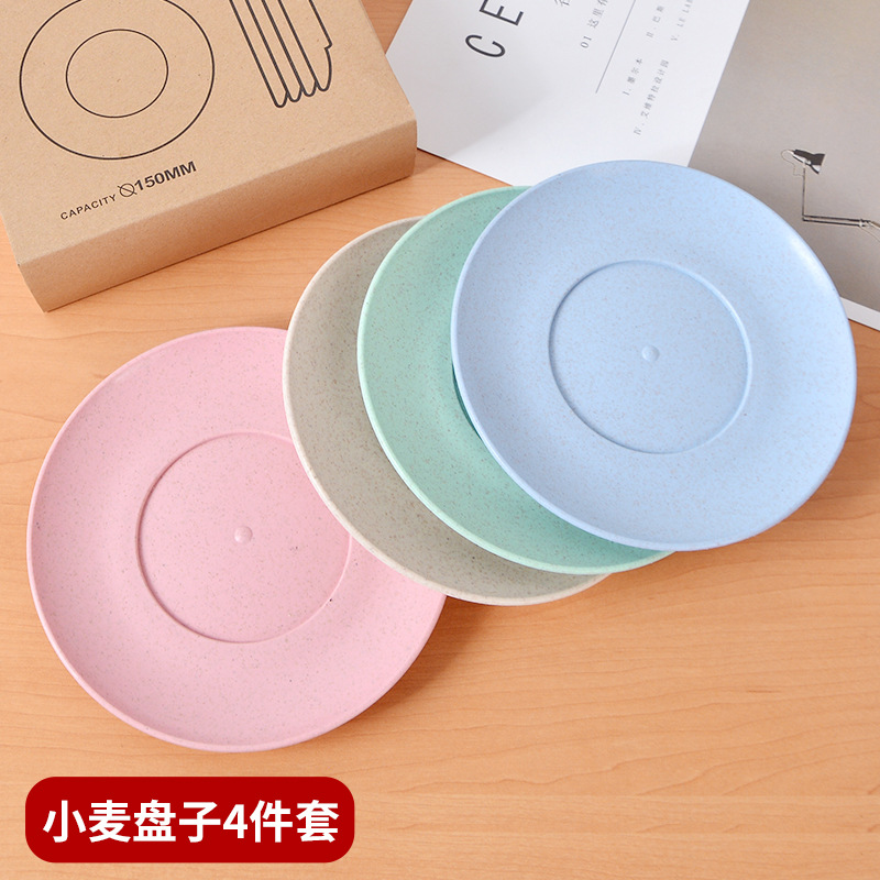 Trigo paja pequeño plato cuatro PCs japonés y coreano hogar creativo placa traje hueso plato postre plato