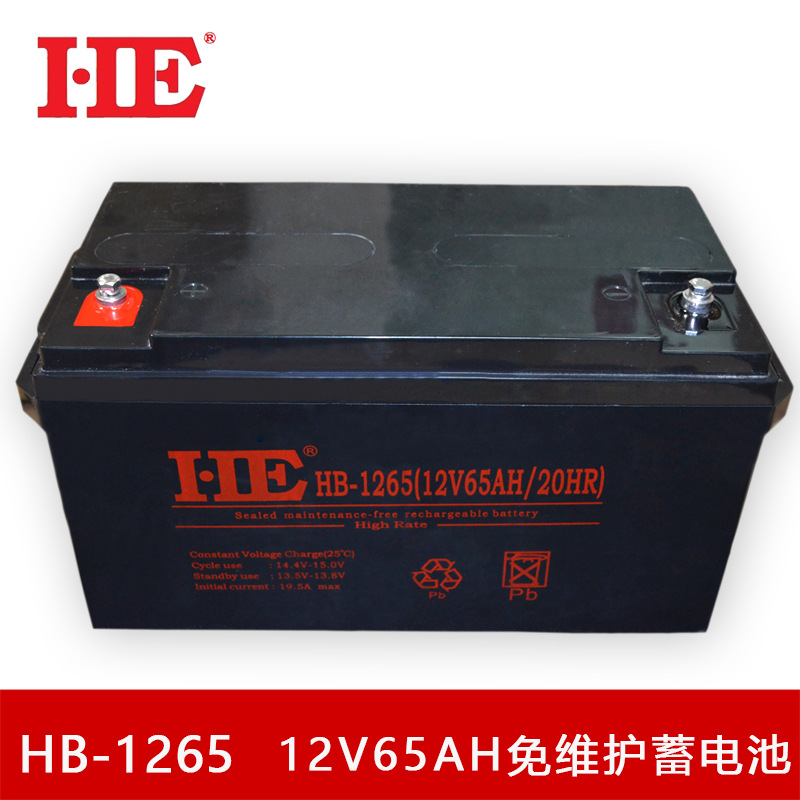 HE 12V65AH蓄电池12V65A电瓶阀控铅酸免维护UPS太阳能直流屏电池