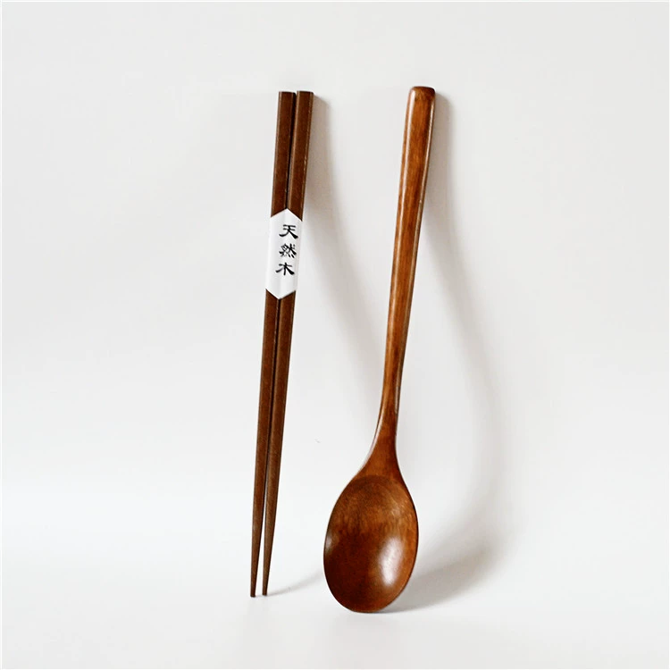Travel Wooden Spoon & Chopsticks Set, Handcrafted Lacquerware, 23.5×4 cm, Portable Gift