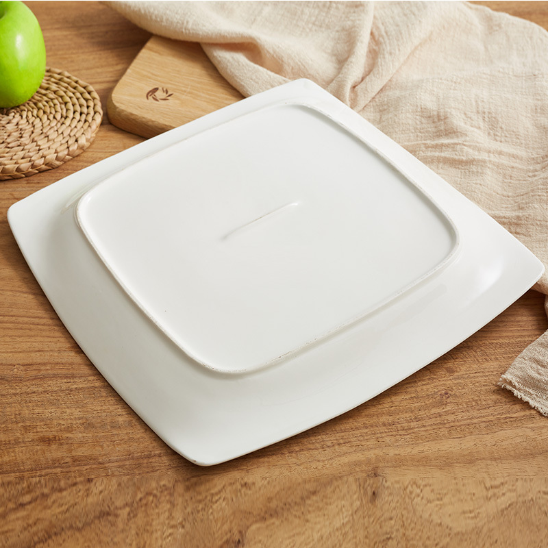 Plato cuadrado de cerámica, vajilla blanca, suministros de hotel, plato cuadrado de fénix, plato cuadrado cerámico