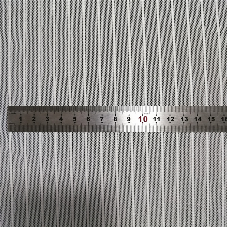 高端条纹弹力网布 四面弹提花网 内衣杯面压膜面料