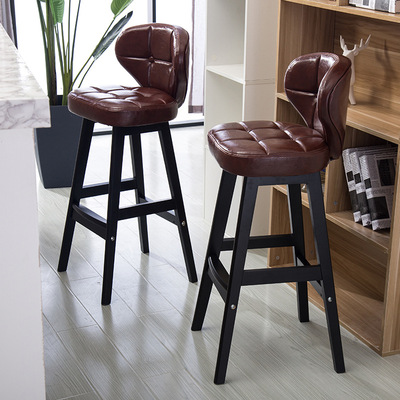 Royal Carpenter woodiness Bar chair Stool household Study backrest Bar stool Simple Retro Cashier chair The bar chair