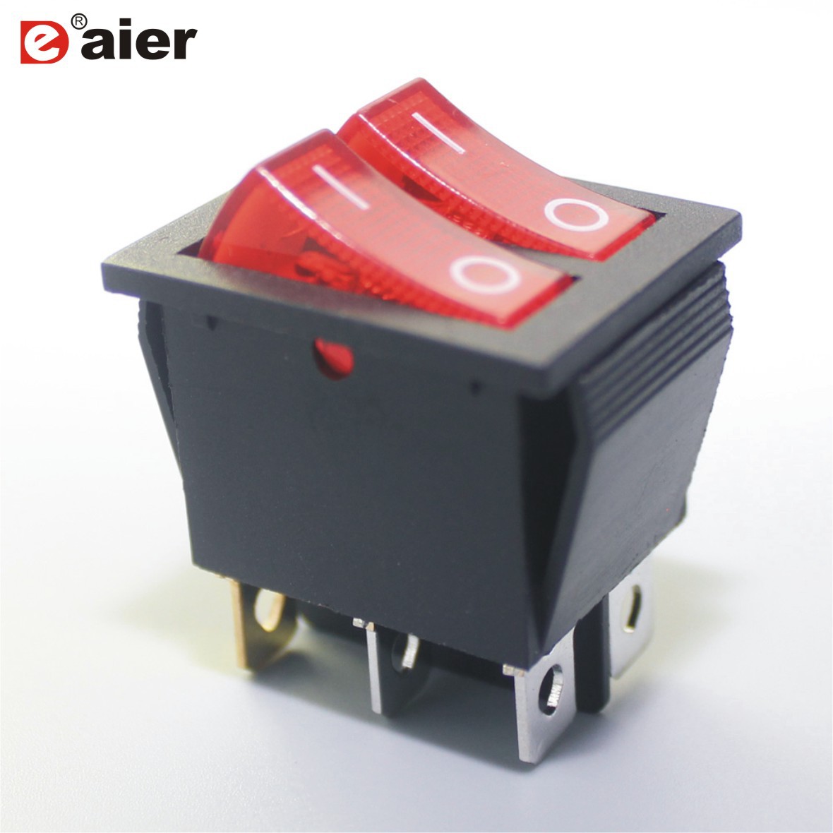 KCD2-2101N乐清戴尔电子专业生产供应双联船型开关 双按钮带灯