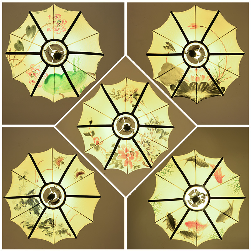 Nuevo estilo chino tela pantalla araña Casa de Té linterna creativa estilo chino arte hotel restaurante olla caliente lámpara de restaurante