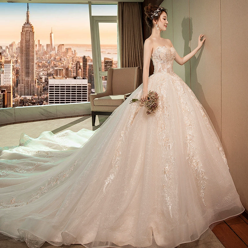 Свадебное платье Hepburn princess dream с бретелью, бальное, шлейф 1,5 м, большие размеры