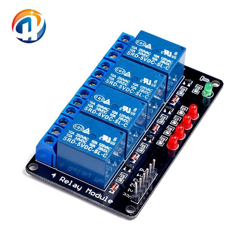 4路继电器模块驱动板单片机控制板5V/12V/24V带灯