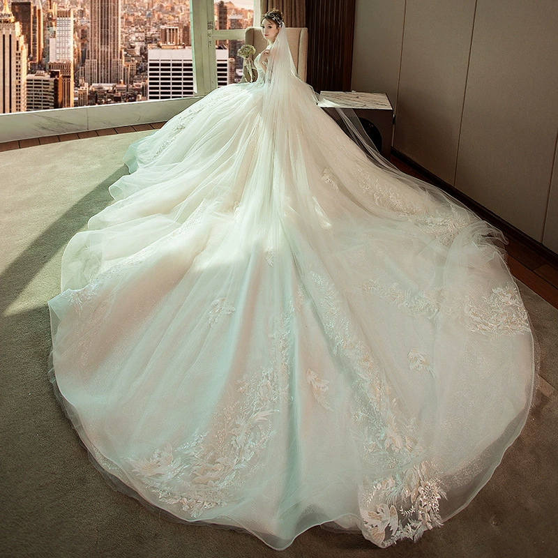 Свадебное платье Hepburn princess dream с бретелью, бальное, шлейф 1,5 м, большие размеры