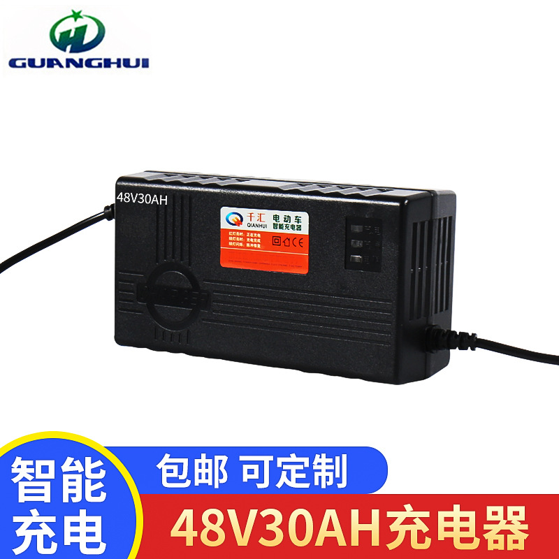 厂家直销 电动车专用48V30AH智能充电器 三灯款智能电动车充电器