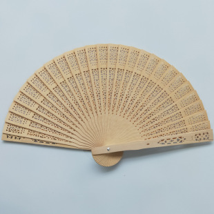 Sandalwood Fan cross-border wooden fan retro elegant natural color wooden fan with bow