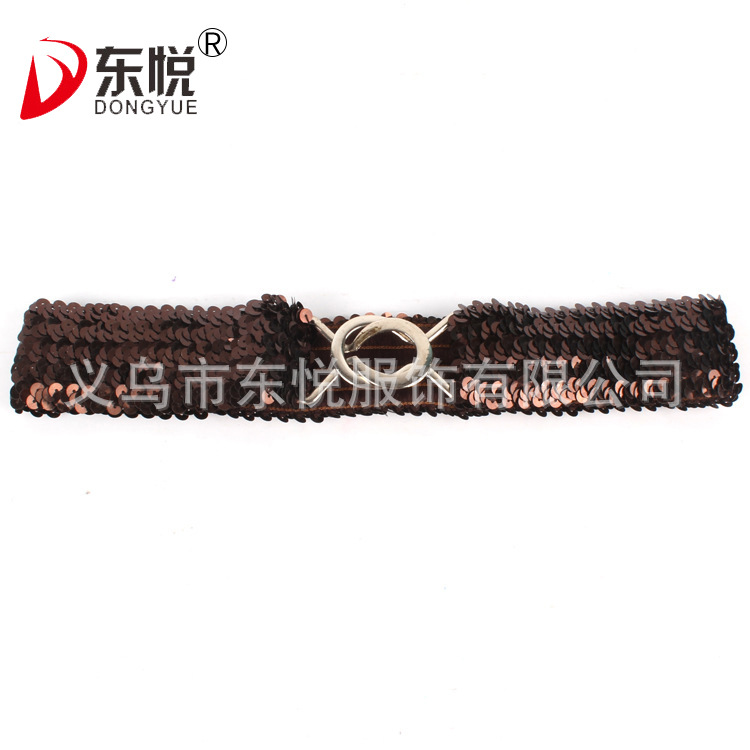 スパンコールのベルトが華やかでおしゃれな大人の子供の女性のベルトの卸売りはベルトを締めて弾力のベルトの現物を掛けます。