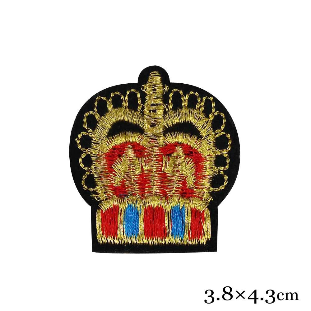 强大绣标厂 国王头冠形状绣花布贴胸章标志 男女衣服裤子装饰辅料