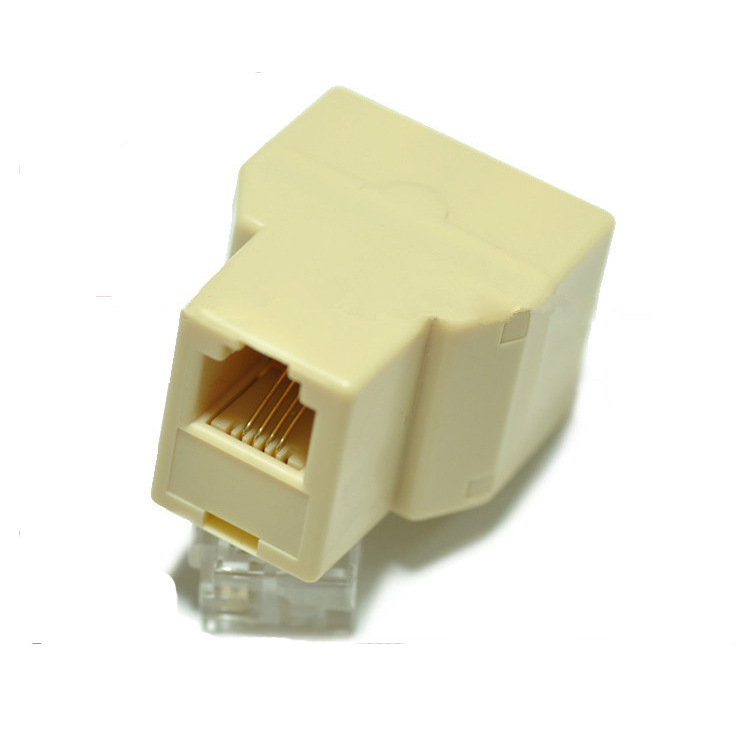 电话一分二RJ11一分二直通头4芯直通一分二电话线母对母6P4C