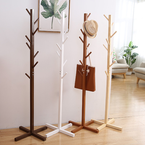 Household coat rack solid wood clothes hanger bedroom simple floor-to-ceiling simple office living room clothes hanger