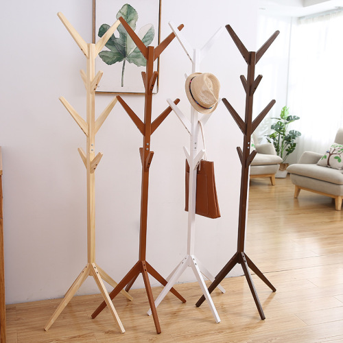 Household coat rack solid wood clothes hanger bedroom simple floor-to-ceiling simple office living room clothes hanger