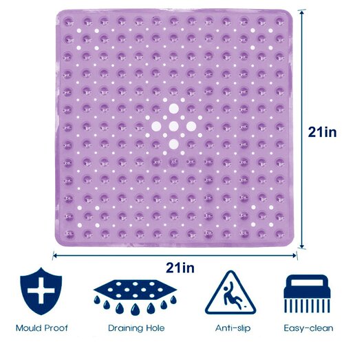 53*53cm Bathroom Non-slip Mat with Bubble Drain Hole and Suction Cup Shower Room Non-slip Mat - Amazon