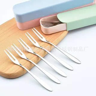 不锈钢餐具水果叉二齿蛋糕叉月饼叉子厂家批发餐具批发