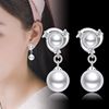 Copper fashionable hypoallergenic earrings from pearl, accessory, Korean style, wholesale