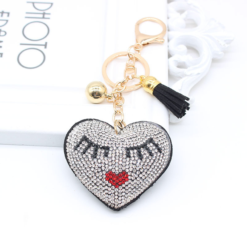 Classic love hot drill key chain Korean velvet ladies bag key pendant souvenir small gift Classic love hot drill key chain Korean velvet ladies bag key pendant souvenir small gift