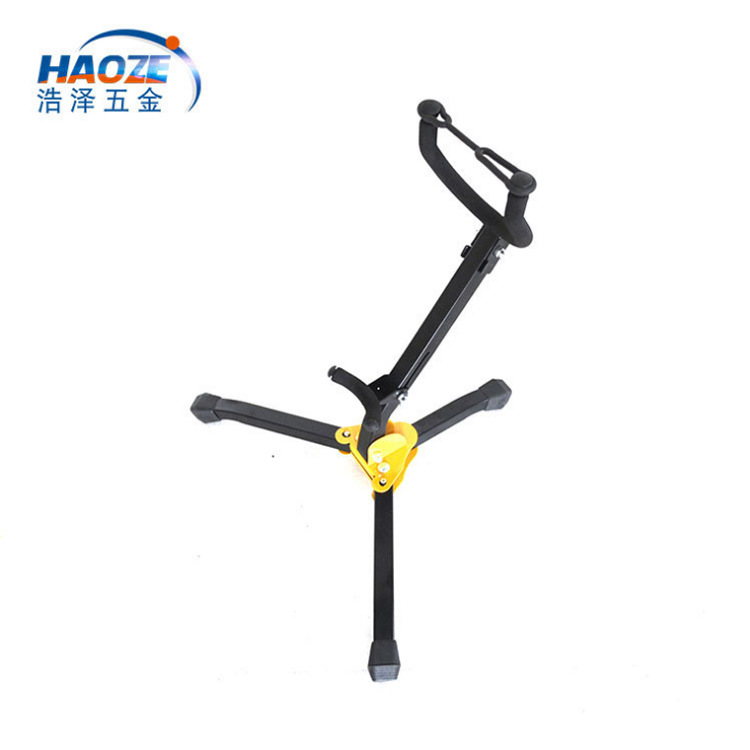 Fábrica al por mayor soporte saxofón alto tenor plegable codo flauta sola primavera negro tubo accesorios de instrumentos musicales
