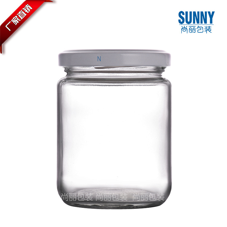 现货200ml大口果酱瓶 酱菜蜂蜜透明玻璃食品罐包装 高温铁盖密封