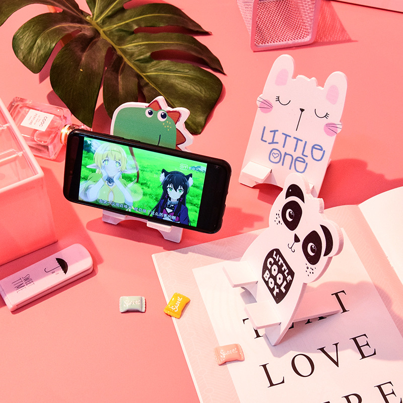 Soporte de teléfono móvil perezoso de dibujos animados creativo soporte de teléfono móvil lindo soporte de tableta soporte de teléfono móvil de madera de escritorio portátil