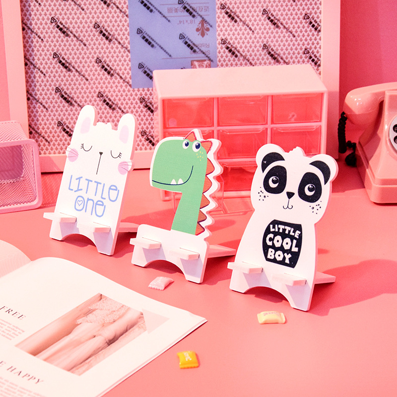 Soporte de teléfono móvil perezoso de dibujos animados creativo soporte de teléfono móvil lindo soporte de tableta soporte de teléfono móvil de madera de escritorio portátil