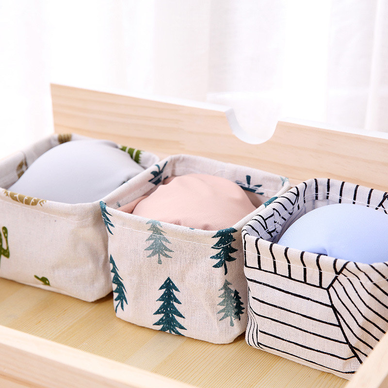 Caja organizadora de escritorio de algodón y lino – Para papelería, cosméticos y artículos varios