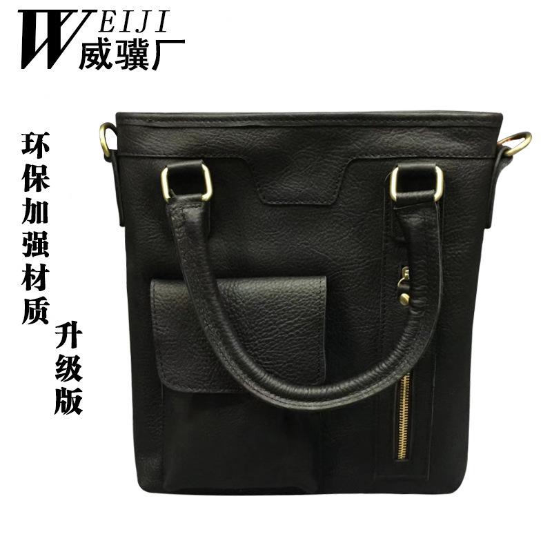 Factory Direct Sale Retro Men's Handbag in Stock, First-Layer Genuine Leather Computer Bag, Single Shoulder Crossbody Bag, Dropshipping Available