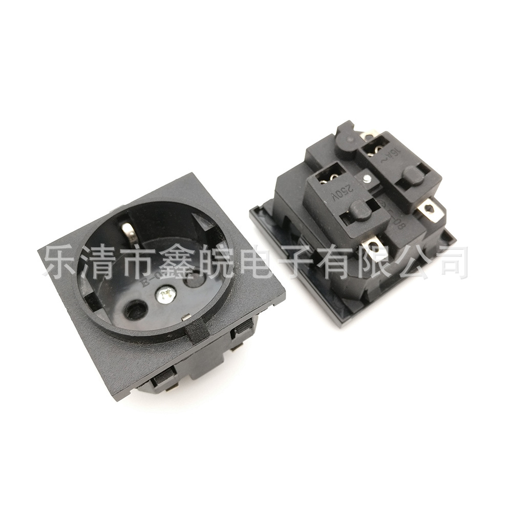 供应AC电源插座 欧式/德标插座 IEC884-2-2 卡入式工业插座 E-08