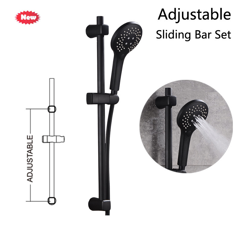Cross-Border Export Black Stainless Steel Lift Rod Shower Hose Bracket Nozzle Lift Rack Set Factory Wholesale Cross-Border Export Black Stainless Steel Lift Rod Shower Hose Bracket Nozzle Lift Rack Set Factory Wholesale