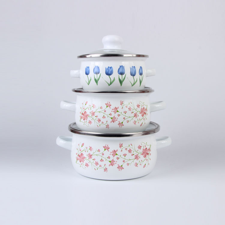 Manufacturer Supplies Enamel Cooking Pot, Traditional 601 Household Induction Cooker Noodle Pot, Soup Pot, Persimmon-Shaped Mini Pot, Enamel Pot