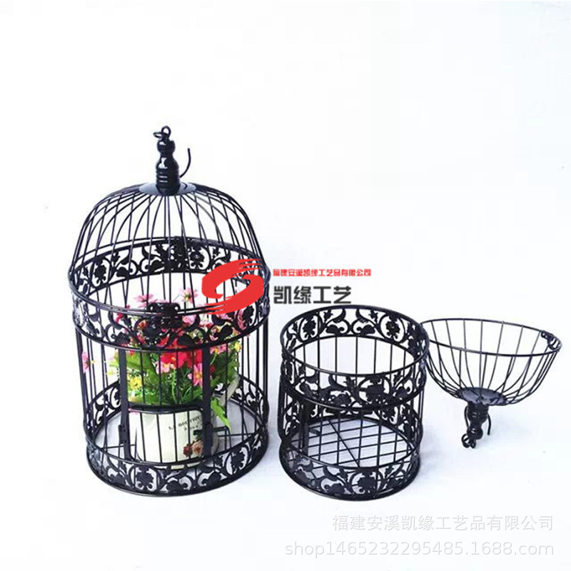 Hierro negro decorativo pájaro jaula metal boda ventana decoración Europea boda fotografía props grande