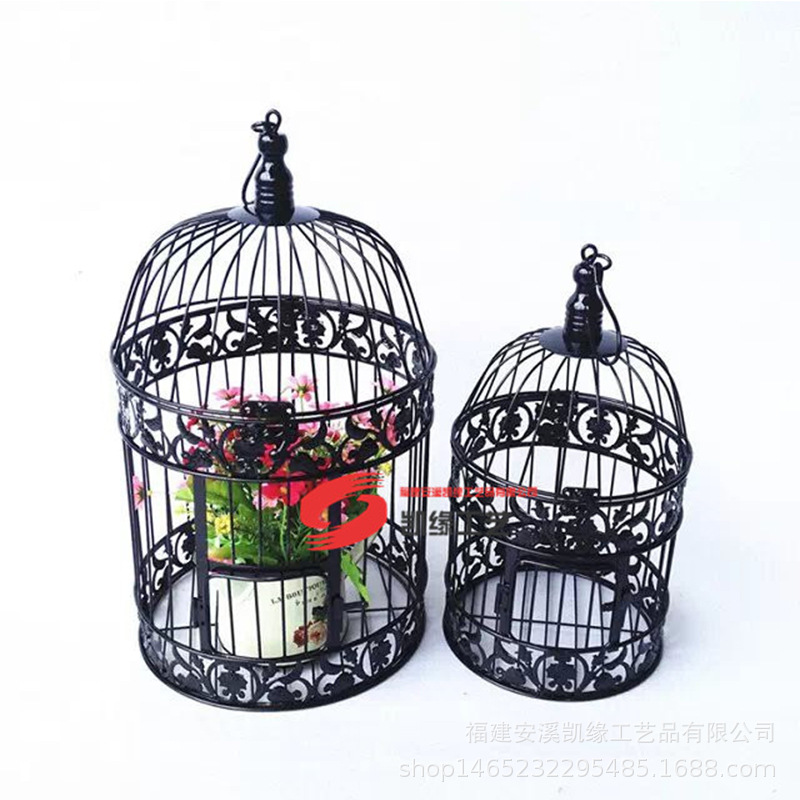 Hierro negro decorativo pájaro jaula metal boda ventana decoración Europea boda fotografía props grande