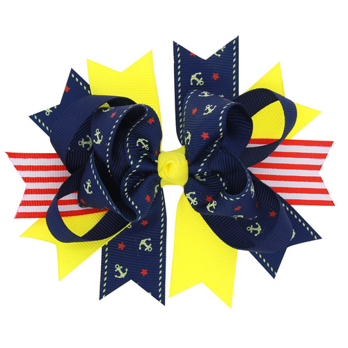 Eurasian children's bow hair accessories foreign trade color-matched bow-edged hair clips set baby tail clips