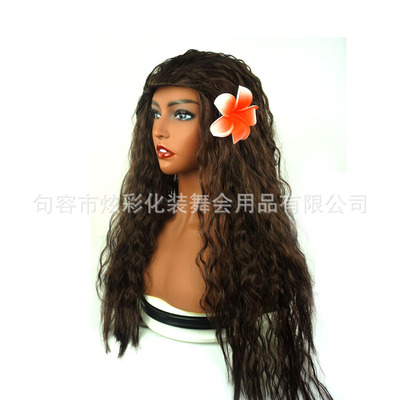 海洋奇缘莫阿娜假发含花cosplay装扮头饰道具假发