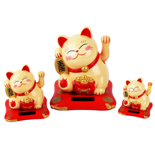 3.5-inch medium-sized solar-powered lucky cat car cake baking decoration ornaments New Year goods cross-border source