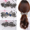 Big crystal, ponytail, metal retro hairgrip, black hairpins, simple and elegant design, wholesale