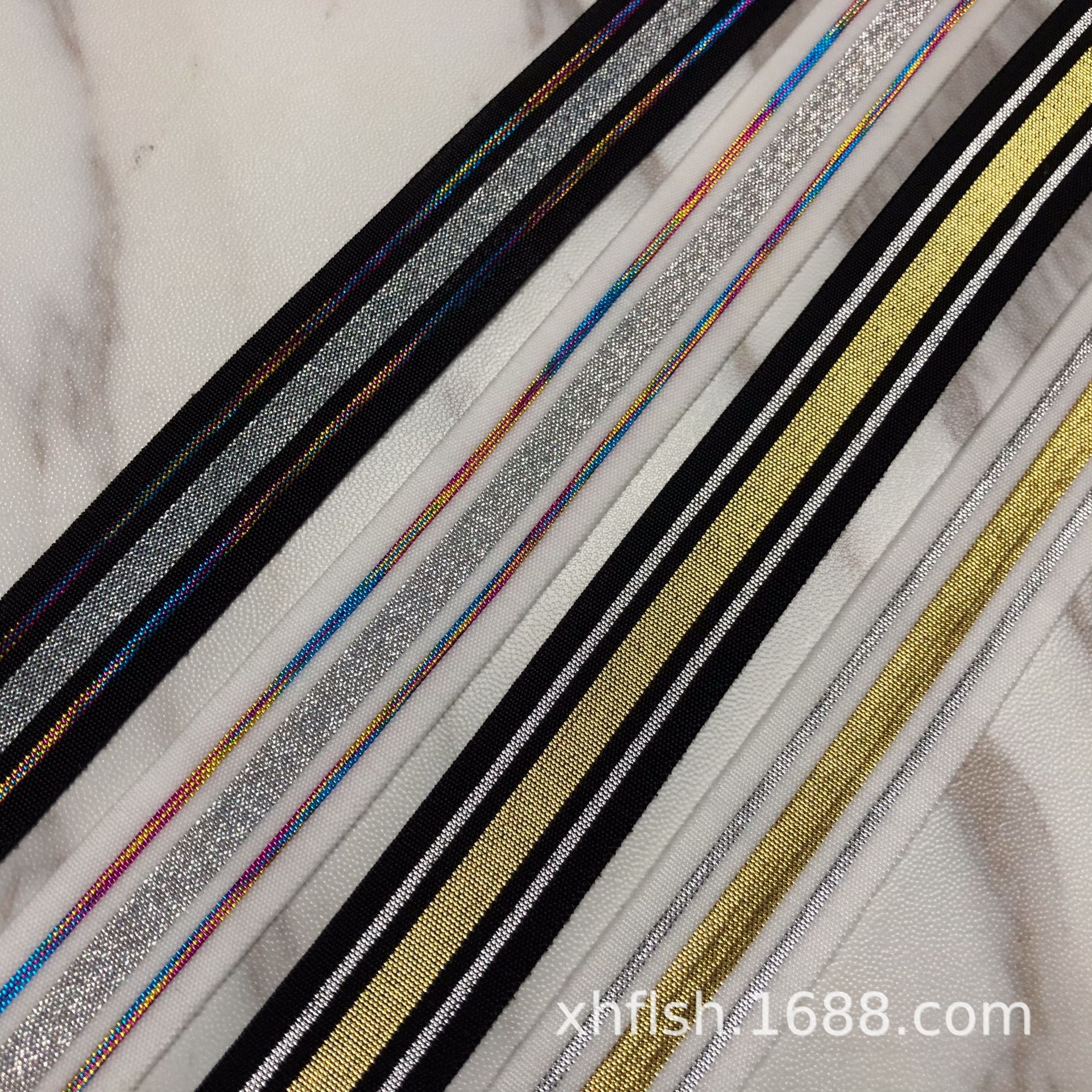 优质2cm七彩金银葱色高弹间色提花松紧带 织带DIY内衣裤橡筋