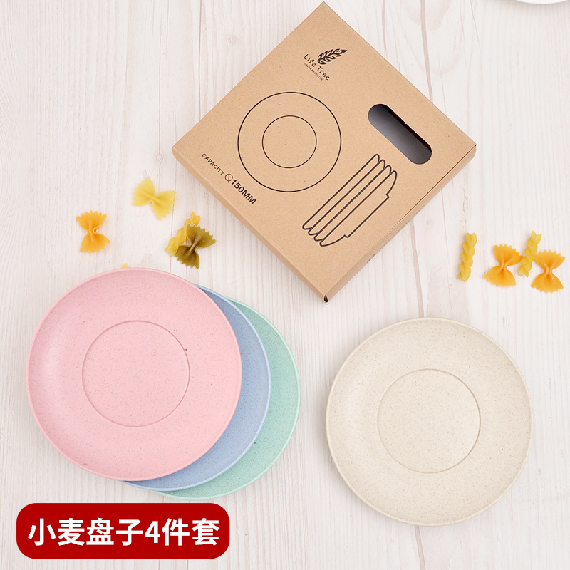 Trigo paja pequeño plato cuatro PCs japonés y coreano hogar creativo placa traje hueso plato postre plato