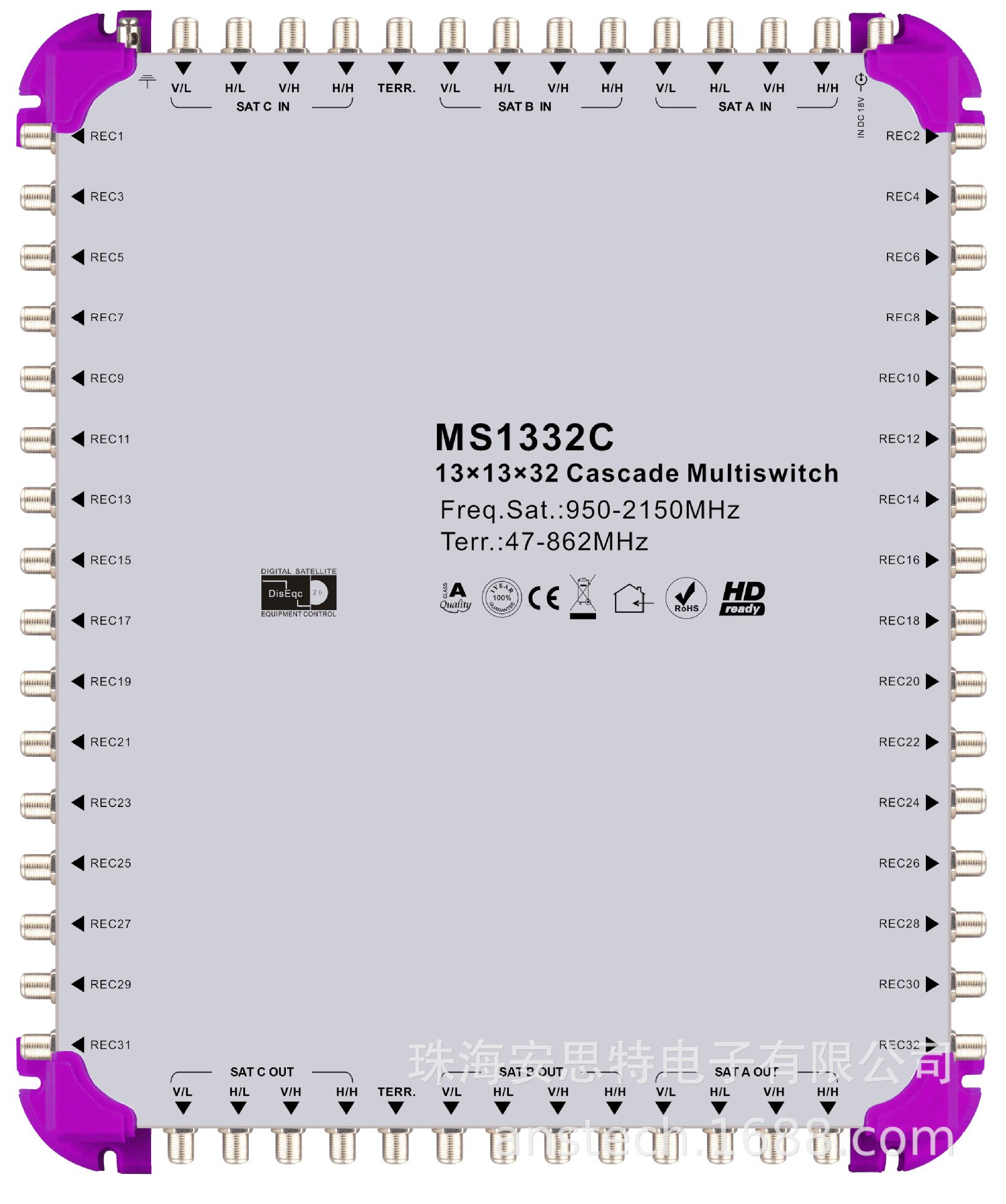 (2개) MS138C 위성 멀티플렉서 멀티 마녀 13IN 캐스케이드/터미널