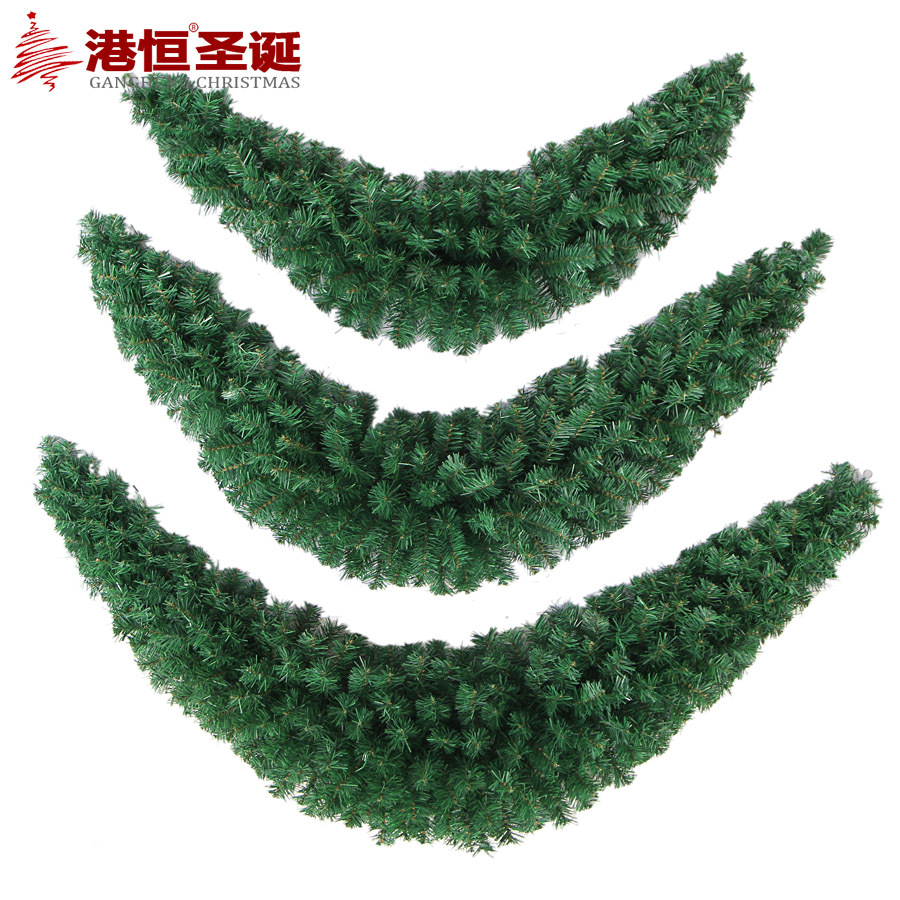 Adornos Navideños Transfronterizos de 90/120/150 cm, Luna Creciente Blanca y Verde, Adornos Colgantes de Ratán de PVC